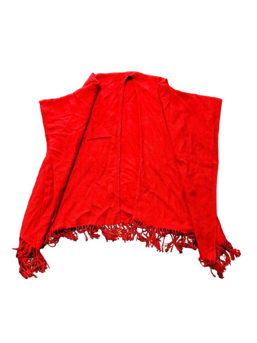 29 Palms Fringed Wrap Red OS One Size Poncho Cape Shawl Daft Womens
